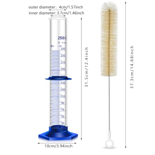 Image of 2PCS Graduated Cylinder Measuring Cylinder Thick Glass Lab Cylinders Glass Graduated Cylinder Glass Measuring Cylinder (250ML)