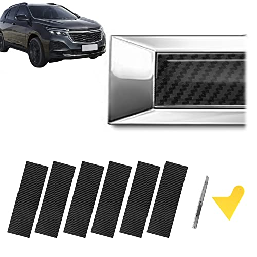 Image of QianBao Compatible with Carbon Fiber Vinyl Wrap 11.8 inch x 4 inch Chevy Bowtie Emblem Wrap Kit with Spatula and Cutter 6 Pcs Universal Logo Overlay Black