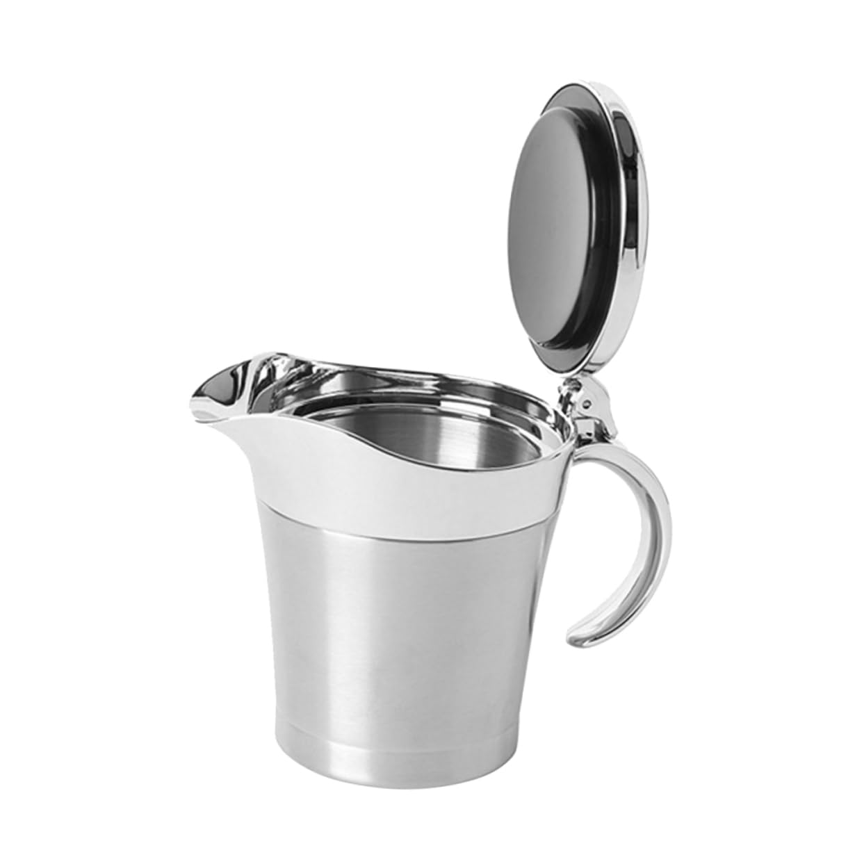 Unomor 1pc Insulated Gravy Boat Lid Stainless Steel Juice Cup 450ml Practical Kitchen Sauce Storage Container