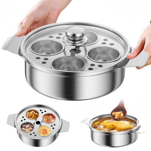 Opiniones y reviews de Sartenes para escalfar huevos - los preferidos. 49 Egg Poacher,Huevo Poacher Maker de huevo escalfado de acero inoxidable con 4 tazas, olla olla multipropósito antiadherente con mango para macetas, sartenes y cocinas a presión