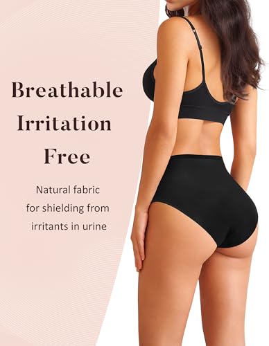 Image of AIRCUTE Washable Urinary Incontinence Protective Underwear for Women Leak Proof Absorbent Reusable Panties 60ML 1 Pack (Black, 2X-Large)