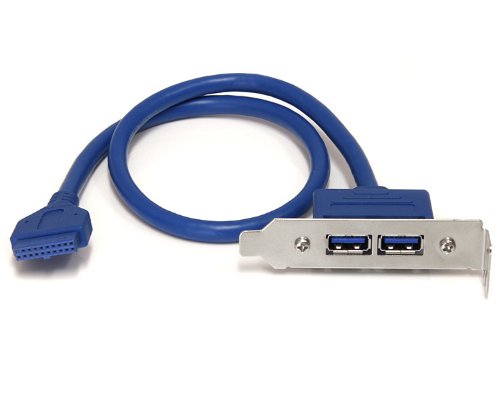 StarTech.com Cabezal Bracket Perfil Bajo Low Profile 2 Puertos USB 3.0 SuperSpeed Conexión IDC a Placa Base - Adaptador para Cable (USB A, IDC, 0,5 m, Azul)