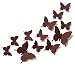 CuteProduct 12Pcs 3d Butterfly Removable Wall Decals Diy Home Decorations Art Decor Wall Stickers Murals for Babys Kids Bedroom Living Room Classroom Office(Color Coffee)