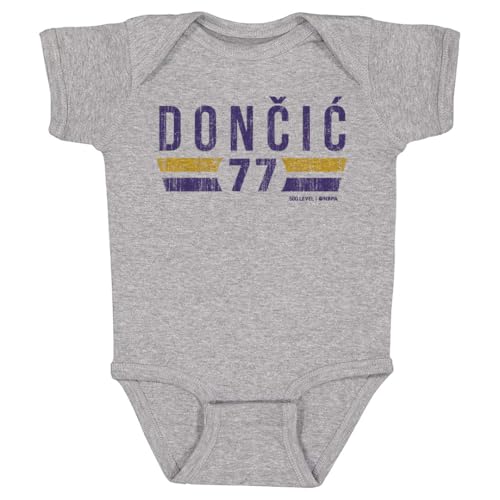 500 LEVEL Luka Doncic One-Piece Infant Bodysuit - Luka Doncic Los Angeles L Font (Heather Gray, 6M)