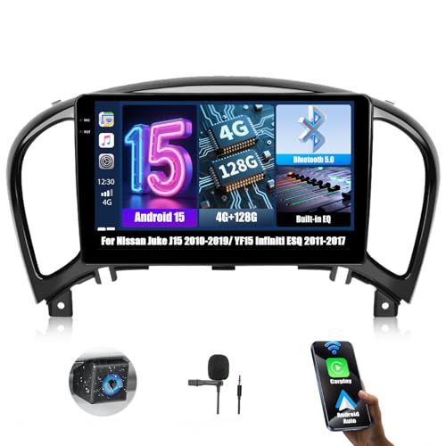 OiLiehu 4G+128G Android 15 Autoradio pour Nissan Juke J15 2010-2019/YF15 Infiniti ESQ 2011-2017 avec CarPlay Android Auto sans Fil, 9“ Écran Tactile avec...