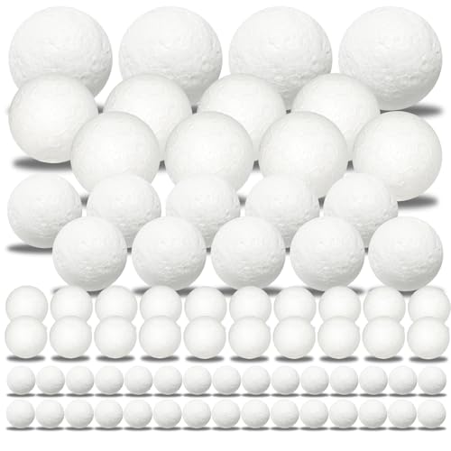 pangutheos 72 Pieces Polystyrene Balls 5 Sizes Styrofoam Balls White Foam Balls for Diy Crafts for Handmade Home Parties and Christmas Festive Decorations