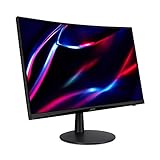 Monitor Acer Gamer Nitro ED240Q bi Tela CURVA de 23,6” raio de 1500 mm de visualização LED VA Resolução 1920x1080 75Hz Tecnologia AMD FreeSync Premium Inclinação de 20, Preto com vermelho