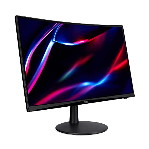 Monitor Acer Gamer Nitro ED240Q bi Tela CURVA de 23,6” raio de 1500 mm de visualização LED VA Resolução 1920x1080 75Hz Tecnologia AMD FreeSync Premium Inclinação de 20, Preto com vermelho