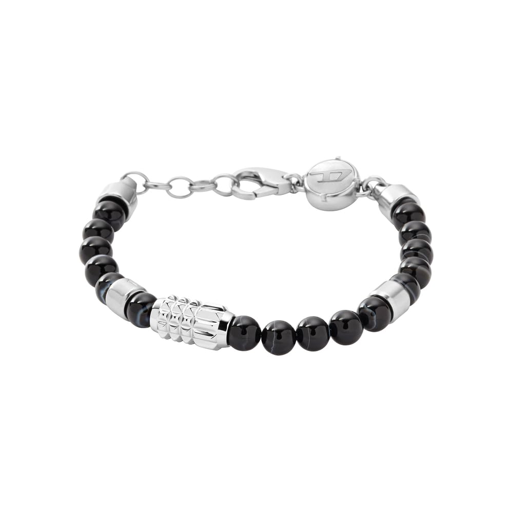 Diesel Hombre Double Down S44 Negro Silicona Reloj y Acero Inoxidable Pulsera, Set