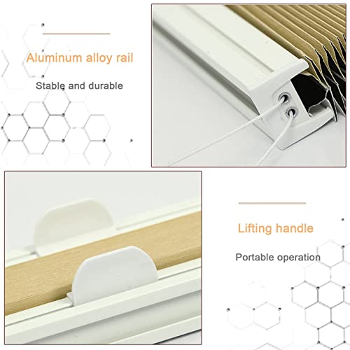 Cellular Shades,30/45/60/85/90/105/110Cm Blackout Shades, Light-Filtering Honeycomb Pleated Shades,Insulated Roller Blinds For Windows,Easy To Install,Off-Beige-60X120Cm/23.6X47.2In #TOP2