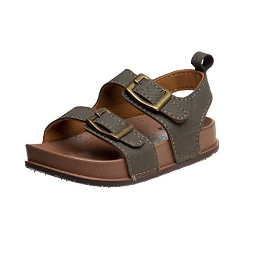 Rugged Bear Toddler Boy's Sandals - Strappy Sandals with Buckles, Size 5 Toddler, Olive/Tan