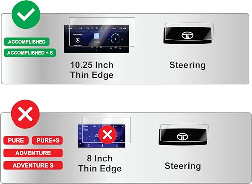 Image of OHAYO 2 Pack Screen Protector for Tata Punch 2026 Facelift (Accomplished & Accomplished+ S) 10.25 Inch Thin Bezel Infotainment Touchscreen & Steering Cluster | 9H Hard Coating, Military Strength, Scratch Resistant, HD Clear, Smooth Touch, Bubble-Free Installation | Not Tempered Glass