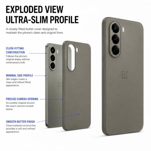 Image of FIRST MART Back Cover for OnePlus Nord CE 6 Lite | Ultra-Thin Frosted Matte Semi-Transparent Silicone Case, Anti-Slip Grip, Precise Fit | Grey
