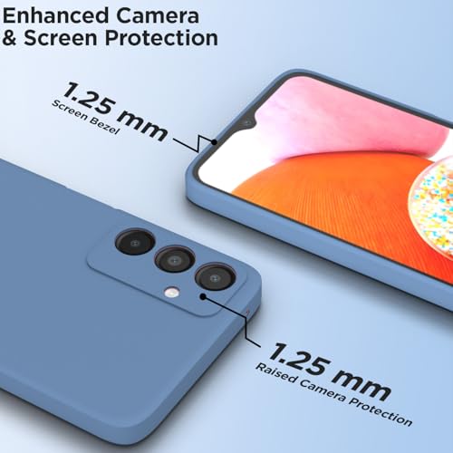 Image of Outlouders Back Cover for Samsung Galaxy A14 4G / A14 5G | Camera Protection | Durable Soft Matte Silicone Bumper Case (Aqua Blue)