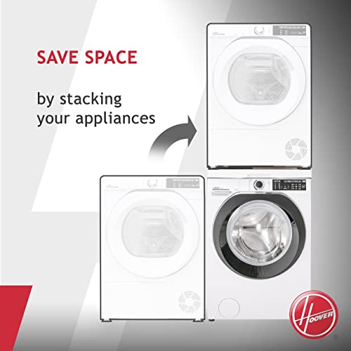 Hoover Universal Stapelset mit Schieberegal für Waschmaschinen und Trockner - geeignet für Waschmaschinen mit Tiefe 47-62 cm - Platzsparend - Einfache Montage - Weiß - Universal