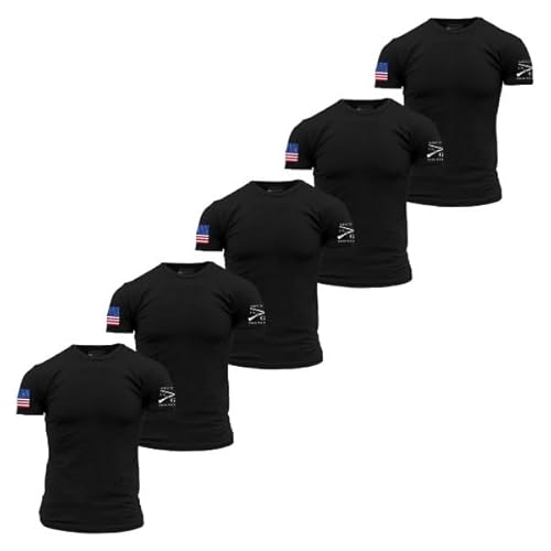 Grunt Style USA Full Color Flag Basic Men's T-Shirt (5-Pack: Black, X-Large
