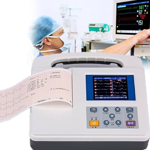 Portable ECG Machine,ECG EKG Patient Monitor, 12-Lead 3-Channel Color LCD Digital Machine Electrocardiograph Heart Monitor, with Printing Paper, 260×217×58mm