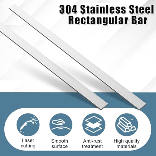 Image of Zonon 2 Pcs 6061 Aluminum Flat Bar 1 /8 Thickness x 2'' Width x 48'' Length General Purpose Plate Metal Aluminum Bar