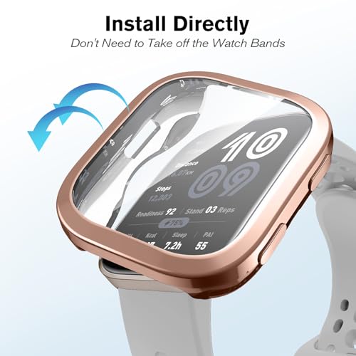 Image of Fintie 3 Packs Screen Protector Case Compatible with Amazfit Bip 6, Soft TPU Plated Bumper Full Protective Cover Cases Scratch-Proof, Black /Clear /Rose Gold