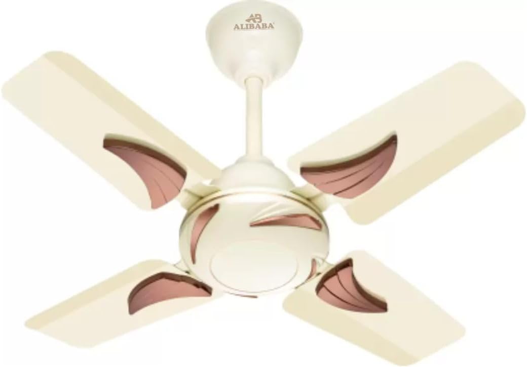 ALIBABA Flynk 600 mm/24 inch Ultra High Speed 4 Blade Anti-Dust Decorative Star Rated Ceiling Fan (Ivory Beige, Pack of 1)