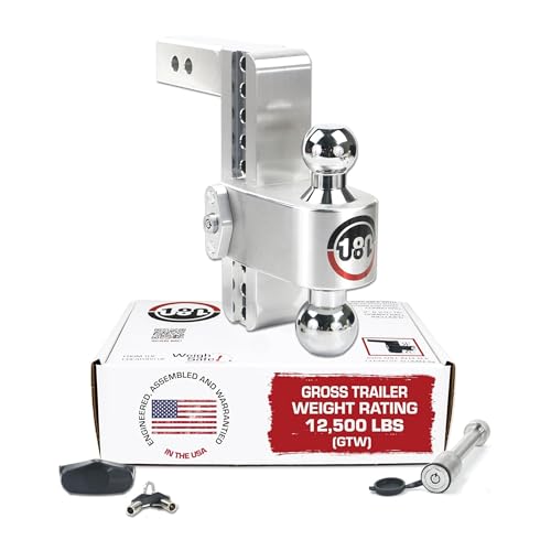 Weigh Safe 180-Degree Trailer Hitch - Adjustable Trailer Hitch for Towing - Compatible with 2.5' Receivers - 8' Drop, Chrome-Plated Tow Balls, 12,500 GTW, 2-Piece Lock Set