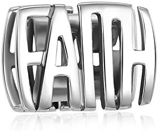 Faith Charms 925 Sterling Silver Beads fits Pandora Charms Bracelets Necklace