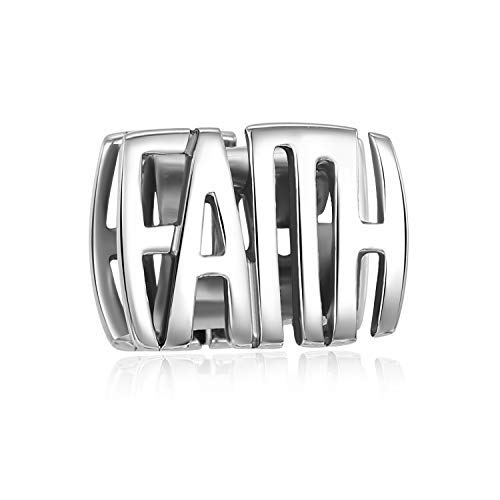 Faith Charms 925 Sterling Silver Beads fits Pandora Charms Bracelets Necklace