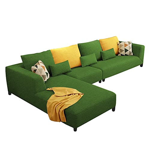 Image of Galib LHS 6 Seater L Shape Sofa Set for Living Room (Green Fabric)