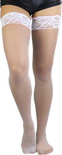 Image of ToBeInStyle Women's Stay Up Lace Lined Fishnet Tights