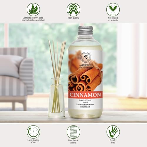 Cinnamon Reed Diffuser Refill - 3x17oz - Fresh & Long Lasting Fragrance - with Natural Essential Cinnamon Oil - Best for Aromatherapy - Home - Office - Fitness Club - Restaurant - Boutique by AROMATIKA - Used condition - Image 6