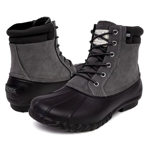 Image of Nautica Men's Duck Boots Waterproof Shell Insulated Snow and Rain Boot Lace-Up Winter Shoe Channing, Extended Sizes 7-16