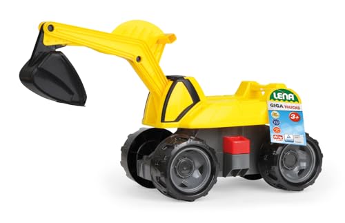 Lena 02144 - GIGA Trucks Aufsitz-Bagger Pro X, Starke Riesen Sandbagger ca. 68 cm, 360 Grad Schaufelbagger zum Draufsitzen, Baufahrzeug mit Stahlachsen und hoher Tragkraft, für Kinder ab 3 Jahre