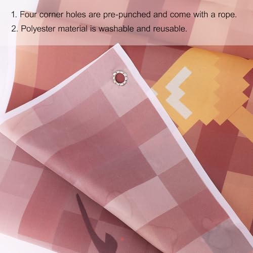 Image of Pixel Birthday Decorations, 70.87x43.31in /180x110cm Happy Birthday Banner Backdrop for Mining Party Decoration & Pixel Themed Celebration Kids Boys Game Party Supplies