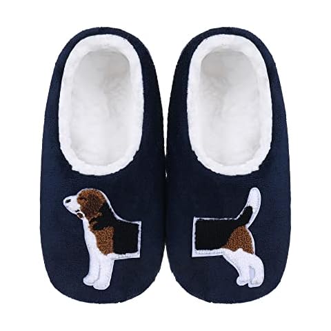 ZYZX Womens Slipper Socks Dog Pattern Winter Warm Soft Cute Slippers Non Slip Fleece-lined Cozy House Fuzzy Socks with Grippers Gifts Slippers Cover