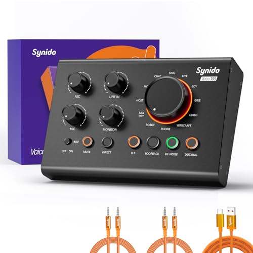 Synido Podcast Equipment Audio Interface for Livesteaming, Sound Card for