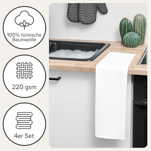 Bellphany Geschirrtücher Baumwolle - Oeko-TEX® 4er Set, weiß – Ansicht 2
