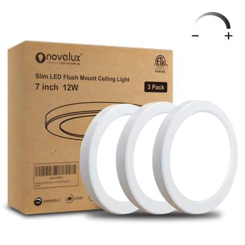 NOVELUX 7" LED Flush Mount Ceiling Light Dimmable,5000k Daylight Ultra Slim Round Flat Panel Ceiling Lights Fixture,Waterproof Modern Ceiling Lamp for Bedroom,Kitchen,Bathroom,Hallway (3 Pack) NOVELUX 7" LED Flush Mount Ceiling Light Dimmable,5000k Daylight Ultra Slim Round Flat Panel Ceiling Lights Fixture,Waterproof Modern Ceiling Lamp for Bedroom,Kitchen,Bathroom,Hallway (3 Pack)