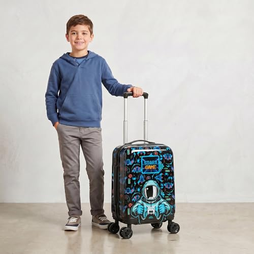 Image of Kids Luggage Set Carry On Rolling Suitcase with U shaped Pillow Toddler Suitcase for Boys Travel Set Rocket Hardside Luggage with Spinner Wheels Airline Approved