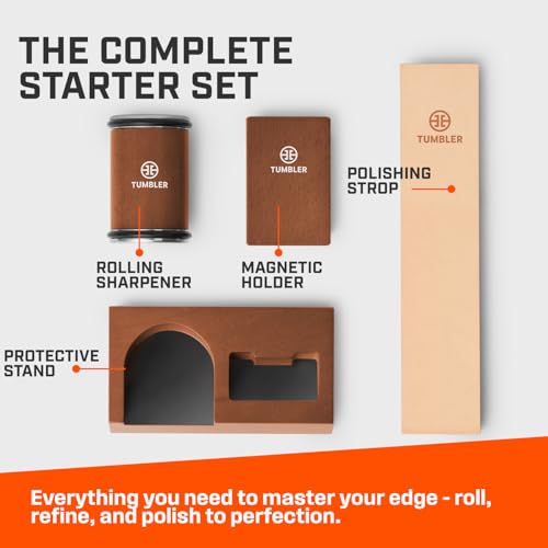 Image of Tumbler Rolling Knife Sharpener Starter Set - Knife Sharpening Made Easy - Complete Gift Set
