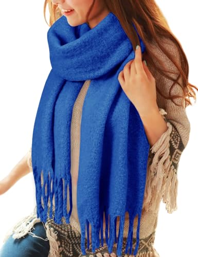 Voqeen Damen Schal Winter Kuschelig Warmes Tücher Lange mit Fransen Herbst Winterschal Weicher Dicker Strickschal Oversized Schaltuch