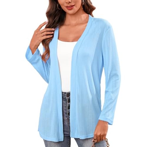 Totatuit Women Long Sleeve Open Front Cardigan Casual Lightweight Long Cardigans Loose Knit Outwear