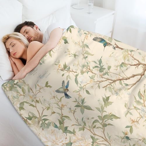 Couverture en flanelle colibri et fleurs 101x127 cm pour canapé et lit - 7