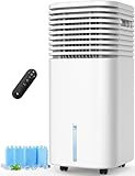 CENSTECH 4-IN-1 Portable Air Conditioners, Evaporative Air Cooler w/4 Modes & 3 Speeds, 15H Timer for Smart Auto-off, 2-Gal Tank for 20H Cooling,17FT Remote,No Hose Needed,120°Oscillating Swamp Cooler