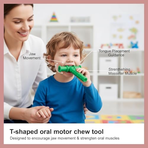 Image of Safe-O-Kid Sensory Development Combo | 1 P-Shape Chewy Tube, 1 T-Shape Chewy Tube, 2 Talk Tools, 1 Slap Band & 1 Puzzle Mat | Oral Motor & Sensory Therapy Kit for Kids - Assorted