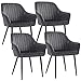 Produktbild SONGMICS Esszimmerstuhl, 4er Set, Küchenstuhl, Sessel, Samt, Polsterstuhl mit Armlehnen, Loungesessel, bis 120 kg belastbar, Metallbeine, für Esszimmer, Küche, grau-tintenschwarz LDC087G01-4