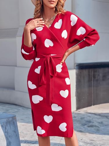 Image of Chang Yun Women's Long Maxi Sweater Dresses Sexy Wrap Batwing V Neck Slit Open Back Holiday Bodycon Dress with Belt