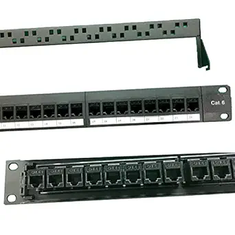 Platinum Connector- 24 Port CAT6 RJ45 Loaded Coupler Patch Panel with Back Bar, 1U Wall Mount or Rackmount, Compatible with Cat5, Cat5e, Cat6, for Unshielded (UTP) Cable Connector