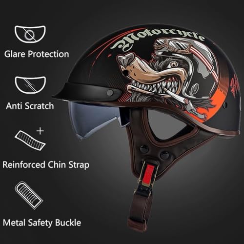 Casque Jet Demi-Coque moto scooter cyclomoteur rétro ECE DOT - 3
