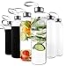 Kitchen Lux 16 oz. Glass Water Bottles - Set of 6 - Reusable Water Bottles with Airtight, Stainless Steel Lids + Bonus Carrying Strap & Nylon Water Bottle Protective Sleeves for Drinks & Shakes