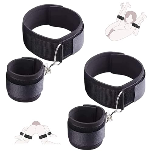 IKOPFLN 1 paire Kits de Bondage avec Menottes Sex Adulte Kit BDSM Jouets Sexuels, Retenue et Bondage,Contraintes Sets Érotiques Menottes Poignets et Cuisses pour Adulte Couple